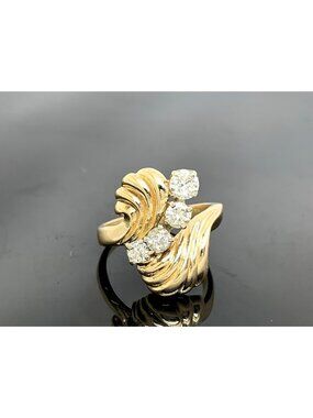Cocktail Diamond Ring 0.70ctw 14k Yellow Gold Estate Jewelry Women's Size 8